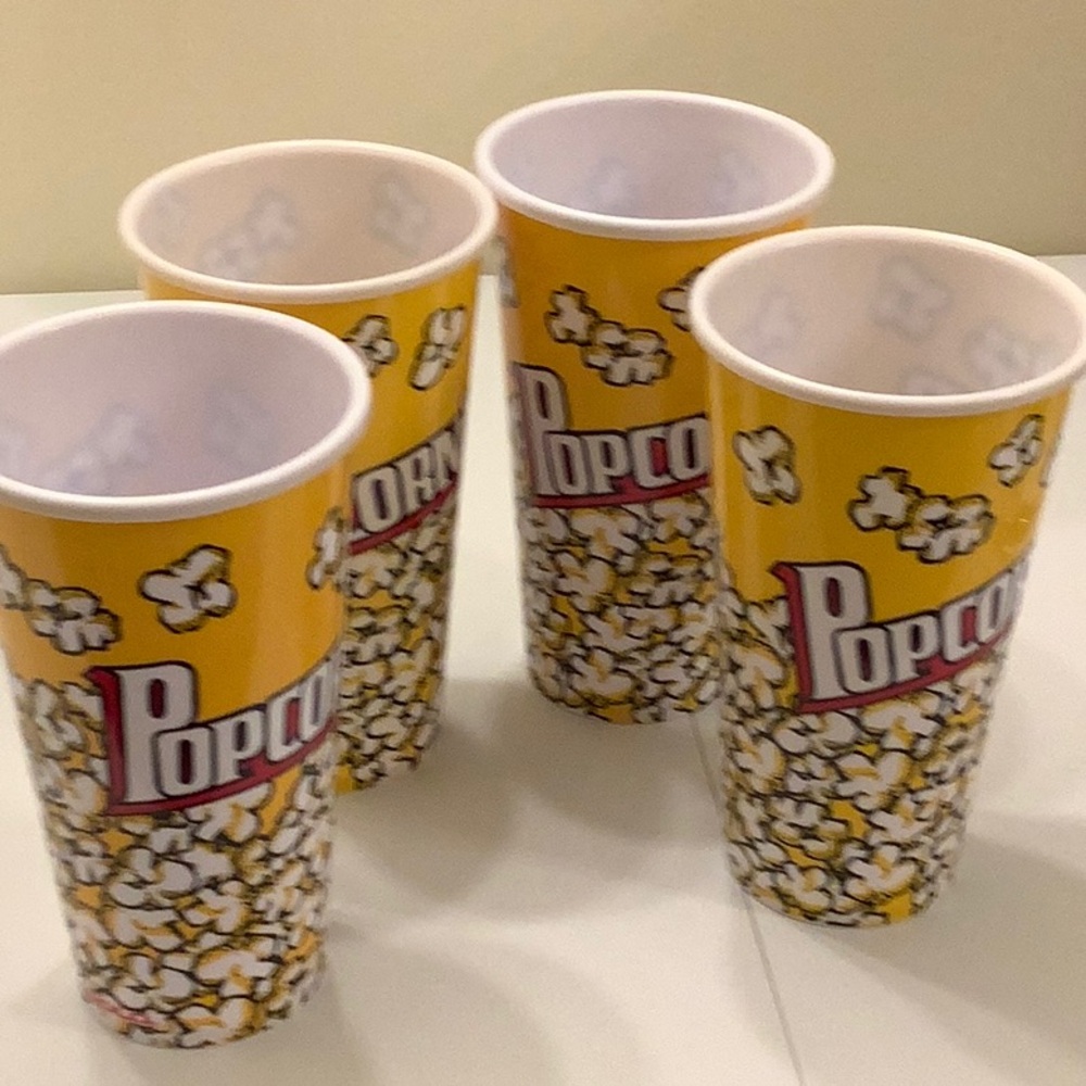 Yellow Popcorn Cups Set, plastic